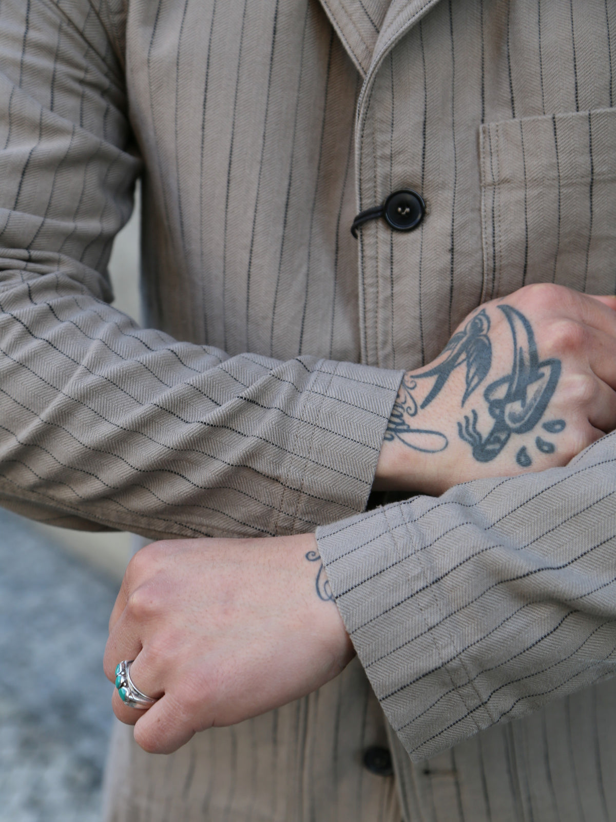 Hansen Garments JOSUF Workwear Blazer – Beige Herringbone Pin (31-57-5)