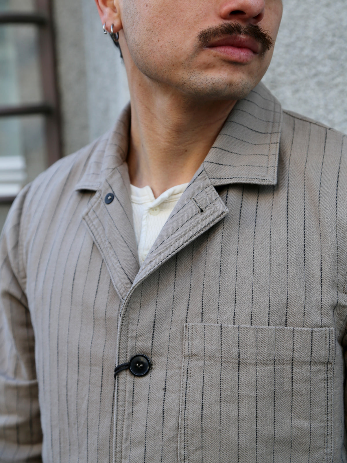 Hansen Garments JOSUF Workwear Blazer – Beige Herringbone Pin (31-57-5)