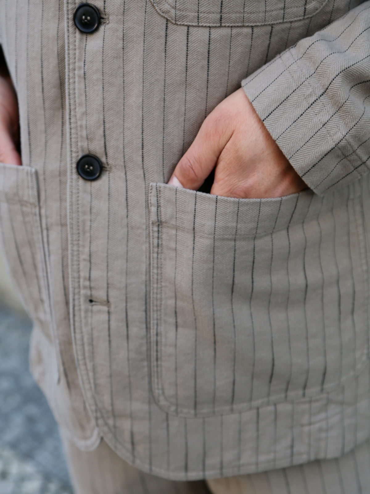 Hansen Garments JOSUF Workwear Blazer – Beige Herringbone Pin (31-57-5)