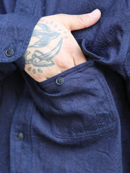 Samurai Jeans Snake Jacquard Work Shirt – Indigo (SSS25-01W)