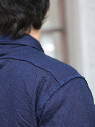 Samurai Jeans Snake Jacquard Work Shirt – Indigo (SSS25-01W)
