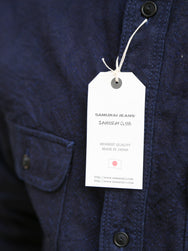 Samurai Jeans Snake Jacquard Work Shirt – Indigo (SSS25-01W)