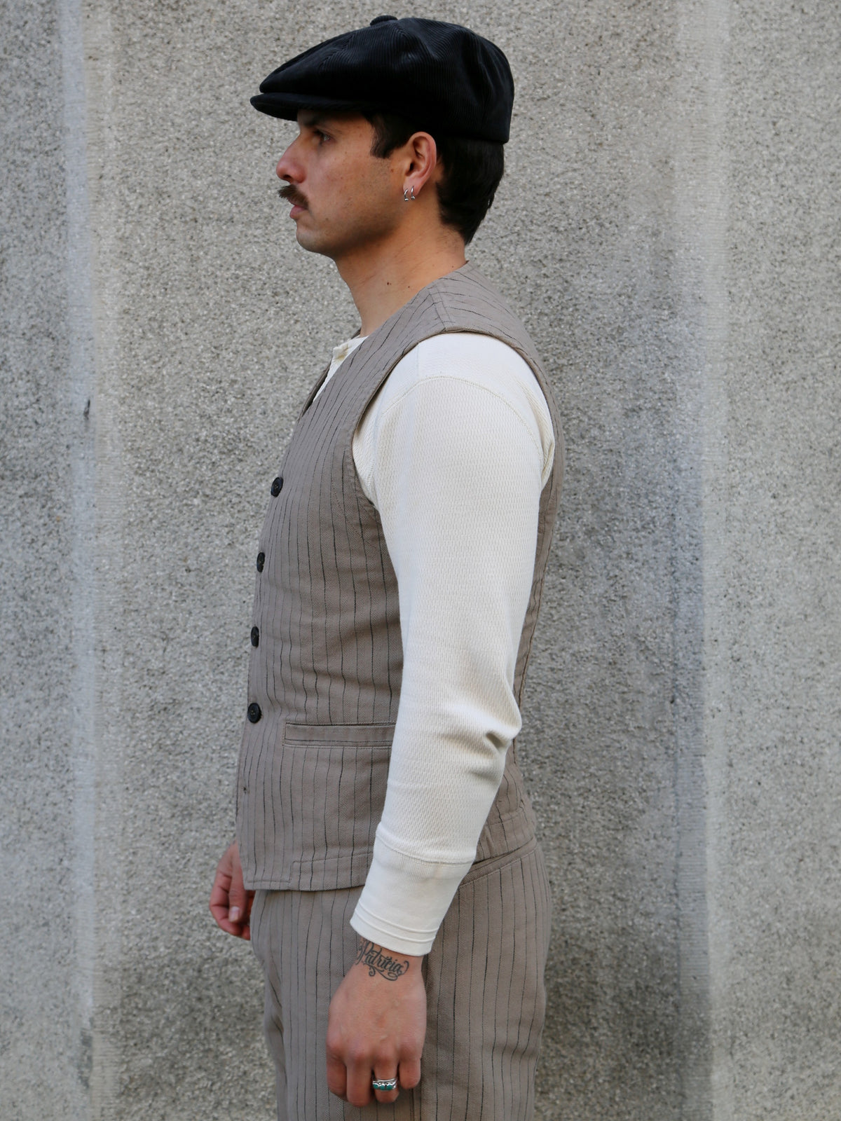 Hansen Garments KNUD Casual Waistcoat – Beige Herringbone (31-57-5)