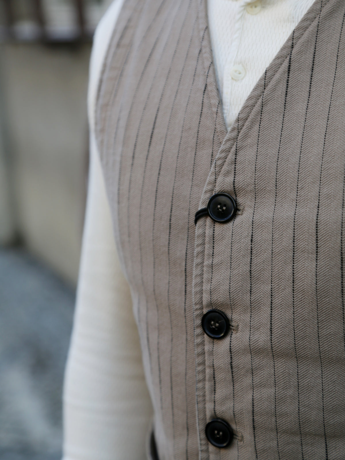 Hansen Garments KNUD Casual Waistcoat – Beige Herringbone (31-57-5)