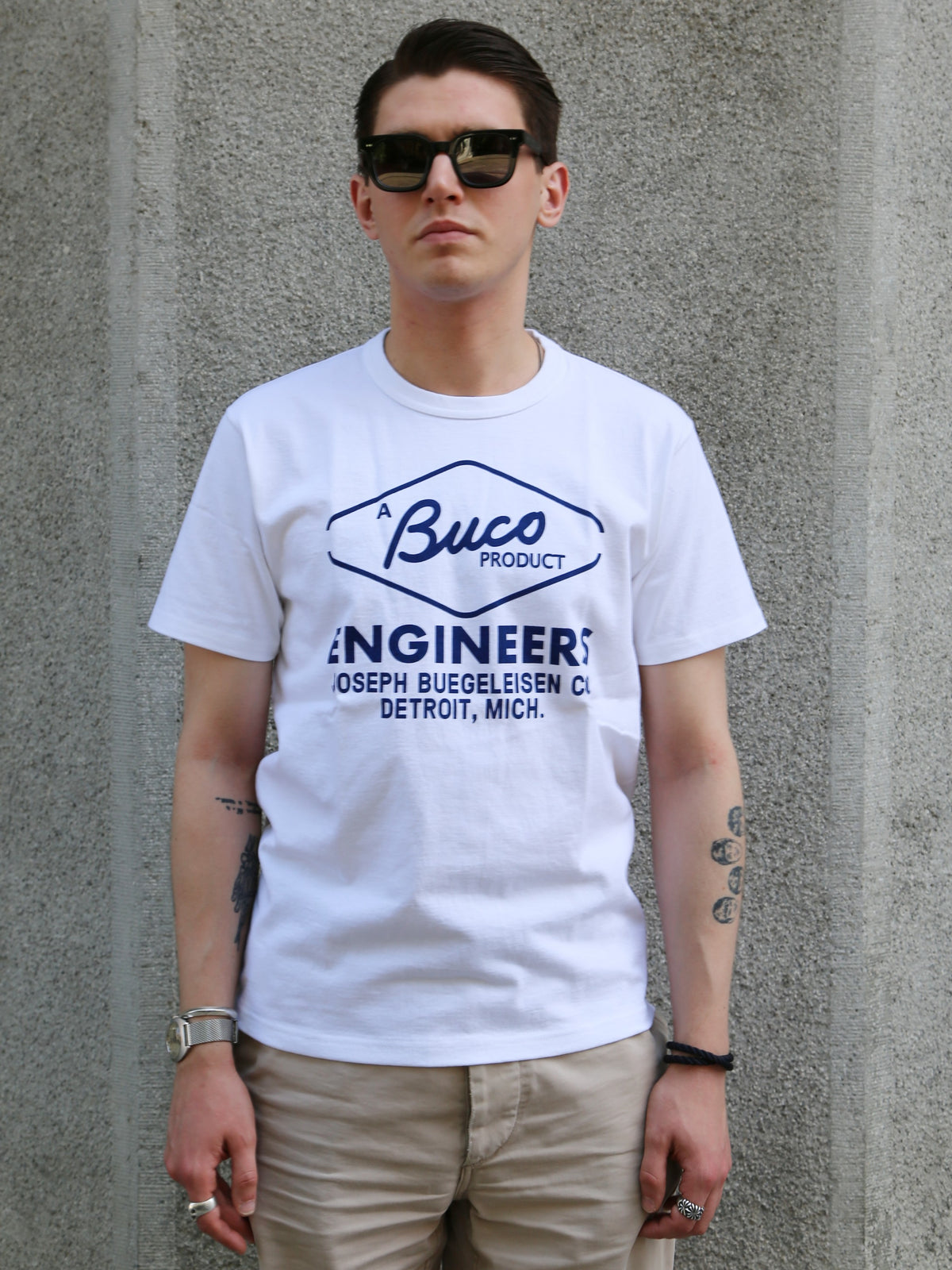 The Real McCOY's Buco Tee / Buco Engineers – White (BC26001-010)