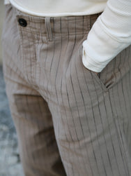 Hansen Garments KELD Straight Cut Trousers – Beige Herringbone Pin (31-57-5)