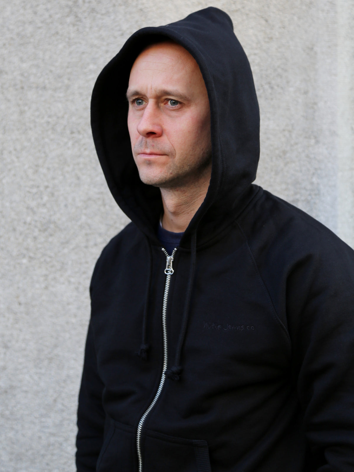 Nudie Jeans Gunde Logo Zip Hoodie – Black (150601)