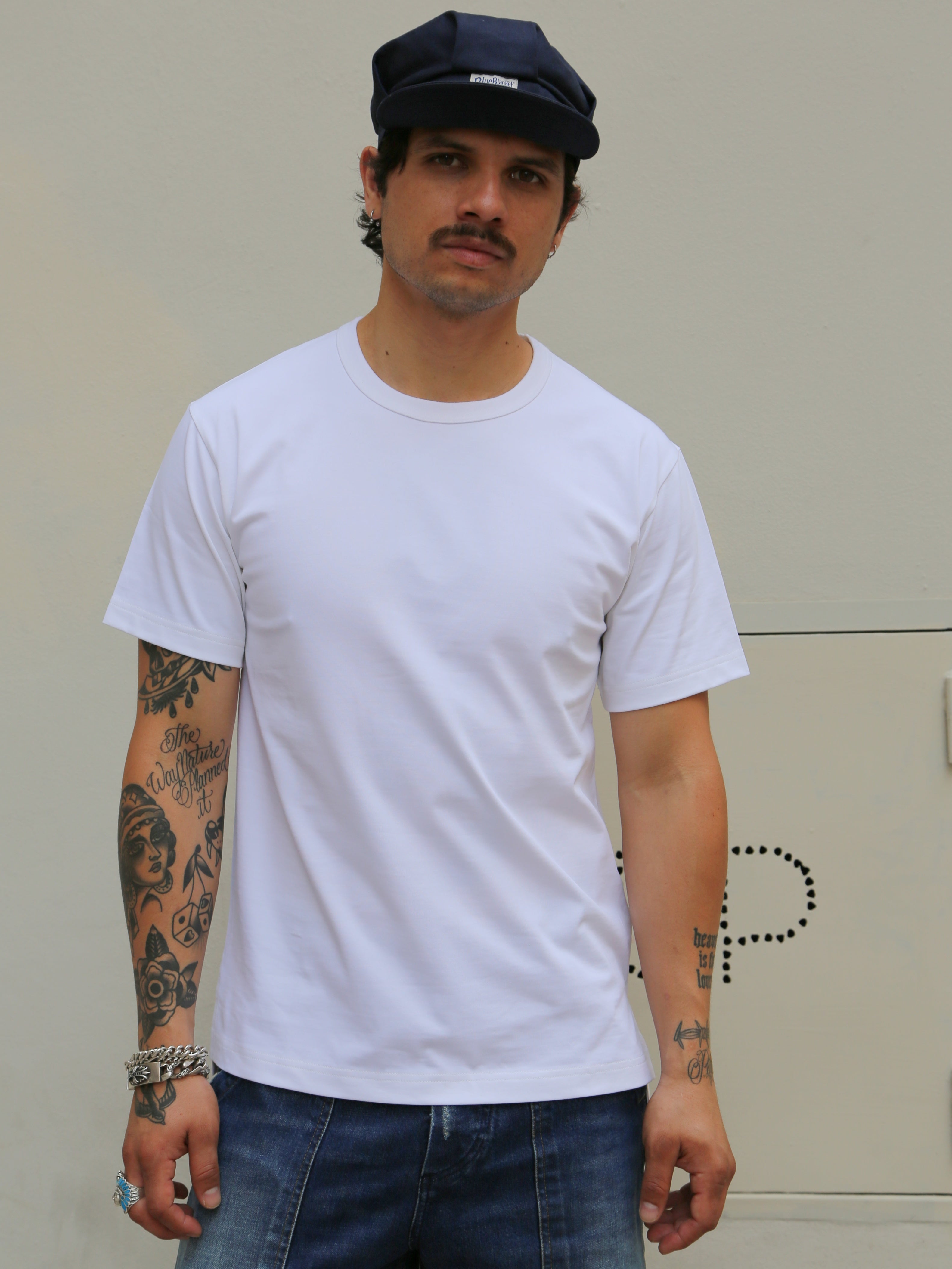 トップス Mazz tee white/denim 215.01 - 7.2oz Loopwheeled T-Shirt Classic Fit - White | Dant