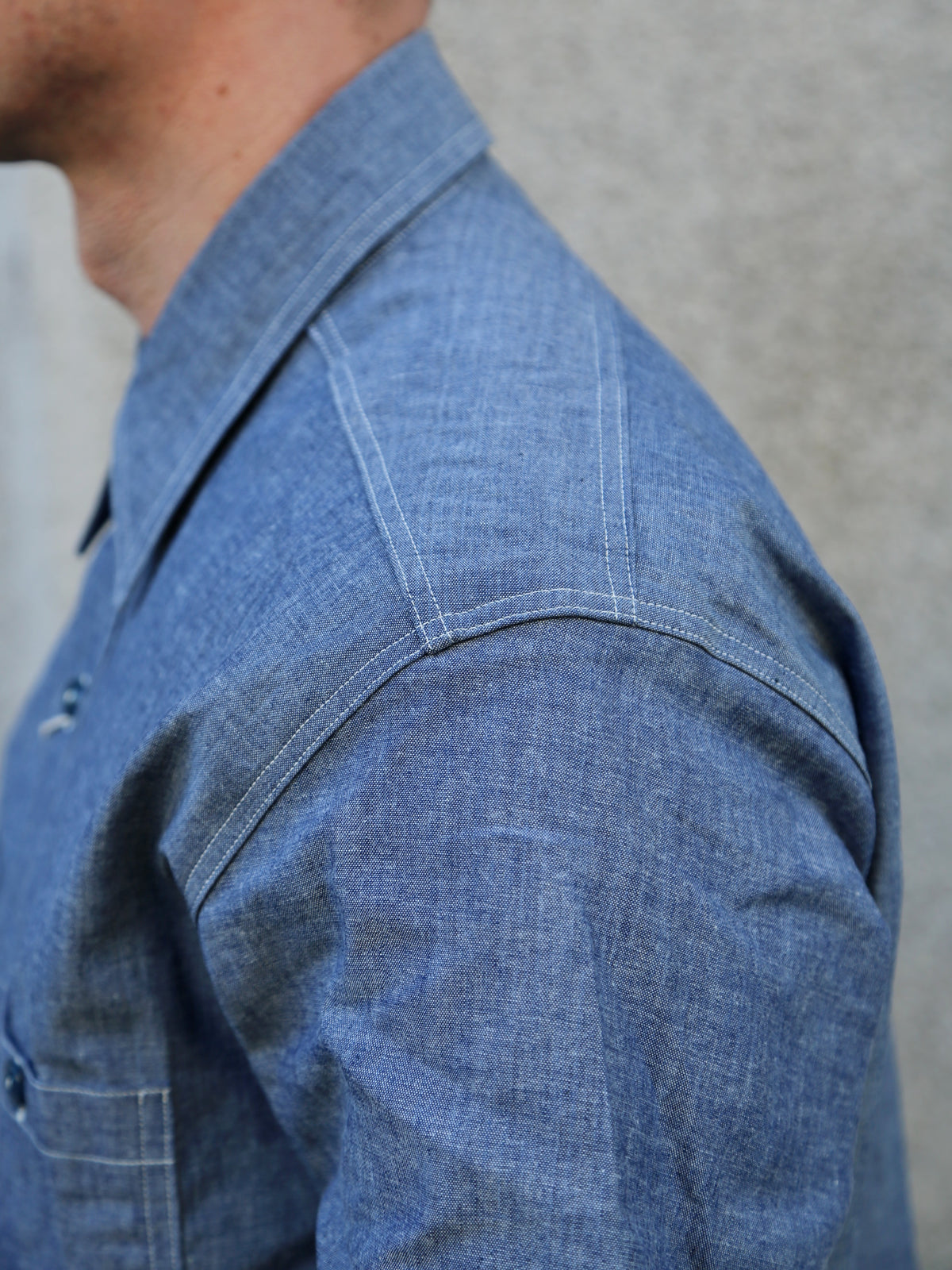 The Real McCOY's U.S. Navy Chambray Shirt SS (Modify) – Light Blue (MS25005)