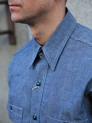 The Real McCOY's U.S. Navy Chambray Shirt SS (Modify) – Light Blue (MS25005)