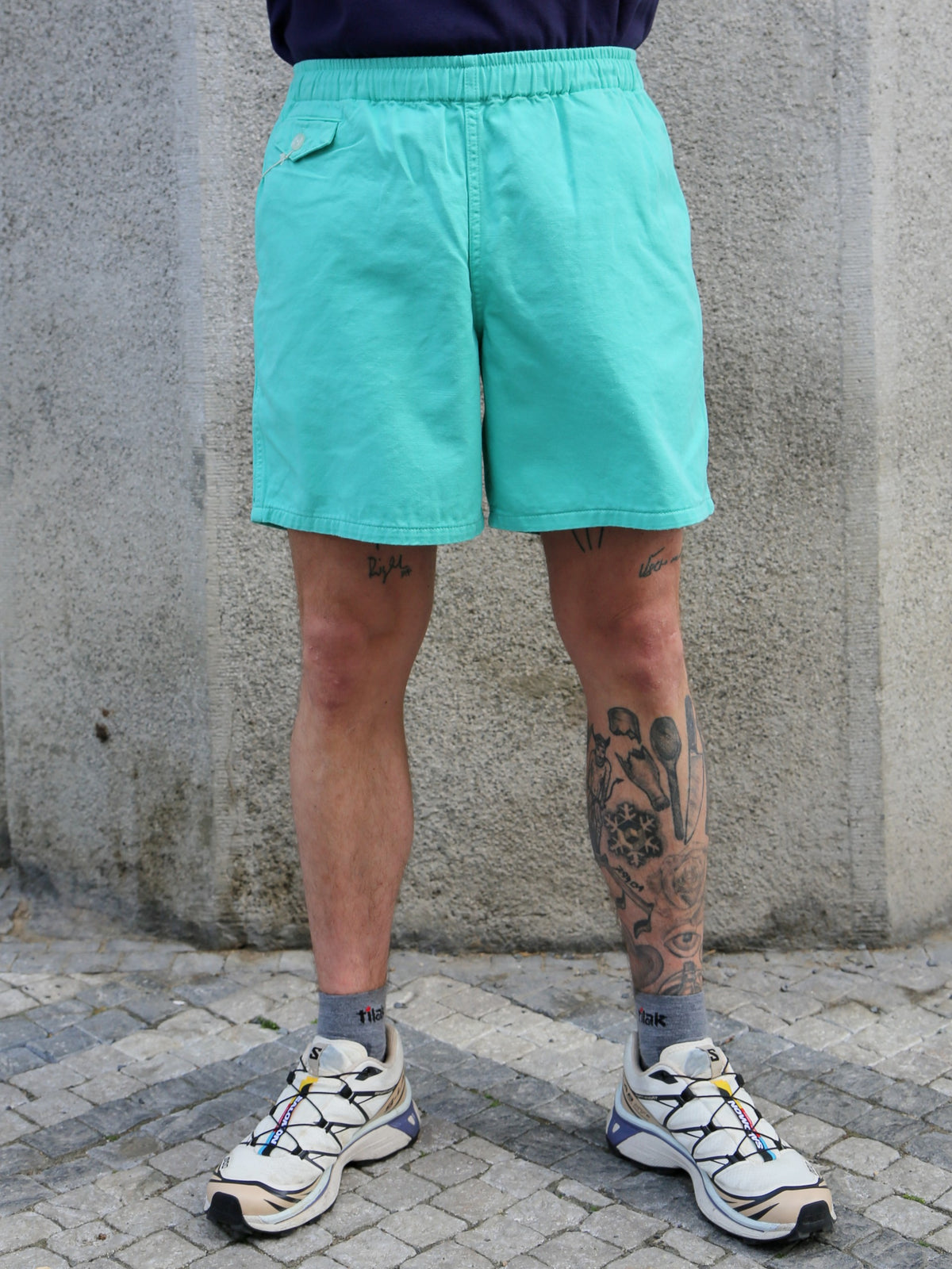 The Real McCOY's Cotton Drill Swim Shorts (Over-Dyed) – Teal (MP22015-111)