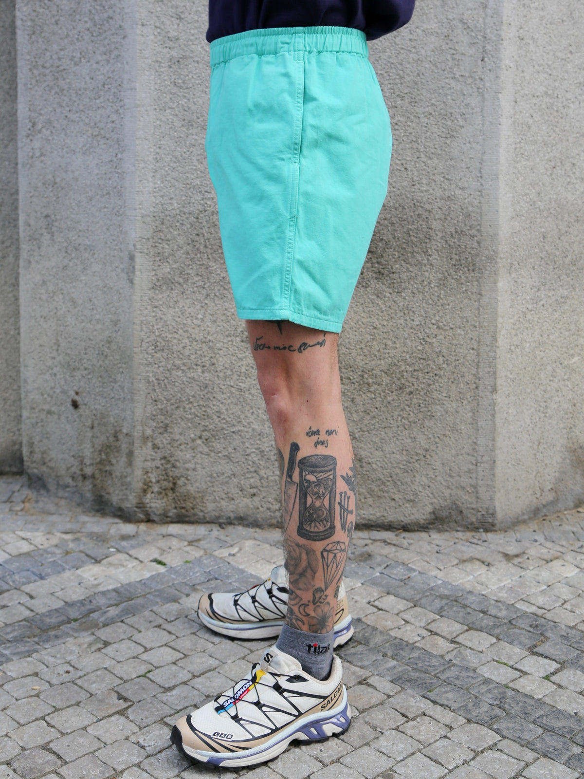 The Real McCOY's Cotton Drill Swim Shorts (Over-Dyed) – Teal (MP22015-111)