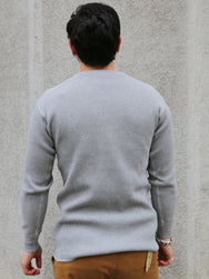 The Real McCoy's Waffle Thermal Henley Undershirt LS – Medium Grey (MC24122)