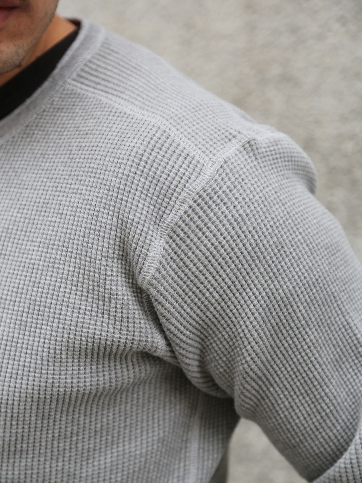 The Real McCoy's Waffle Thermal Henley Undershirt LS – Medium Grey (MC24122)