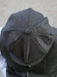 The Real McCoy's Double Diamond Printed Newsboy Cap – Salt&Pepper (MA24105)