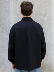 Fleurs de Bagne La Chemise Cargo “Seersucker” – Black (A-08037)