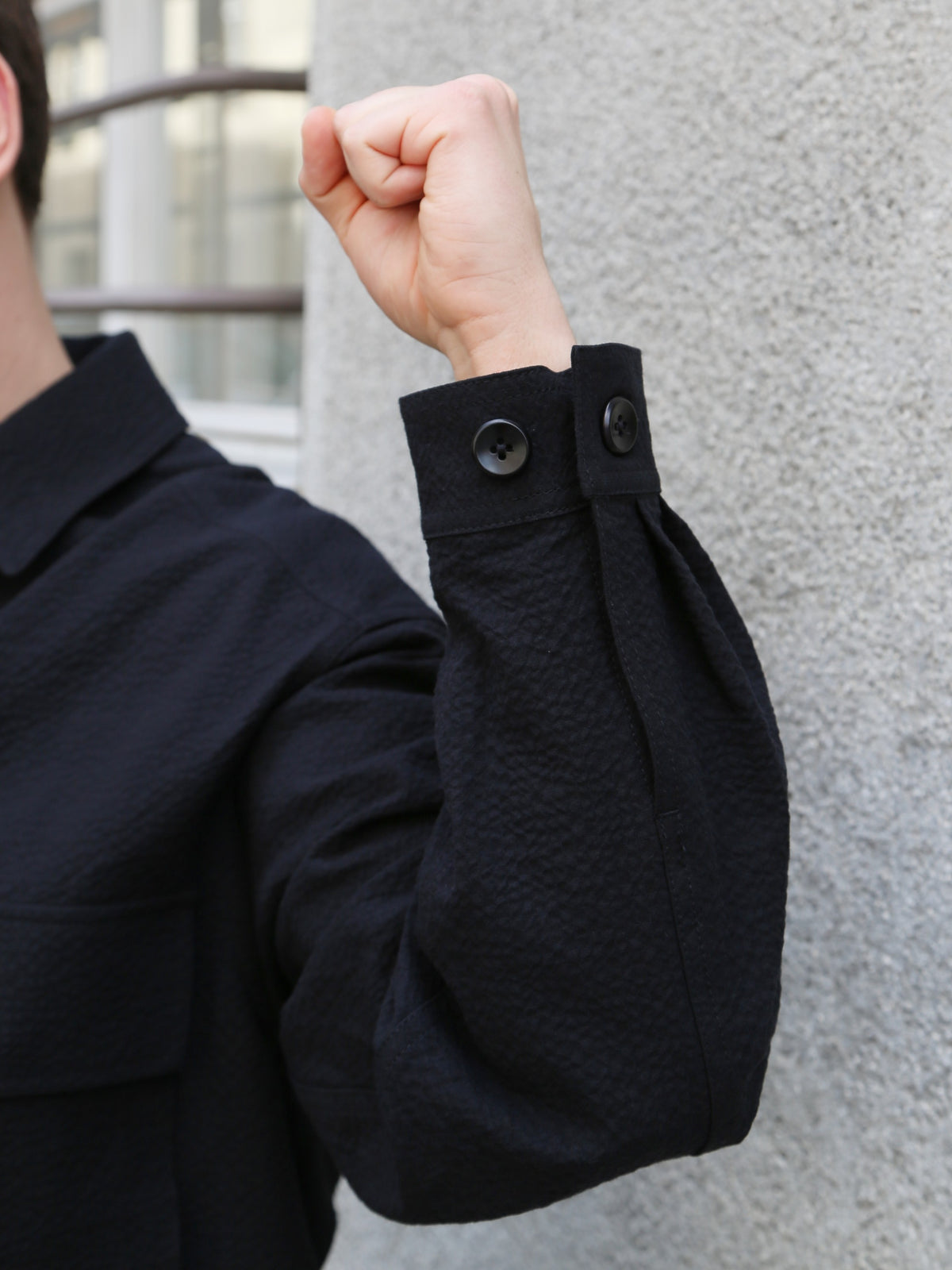 Fleurs de Bagne La Chemise Cargo “Seersucker” – Black (A-08037)