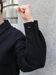 Fleurs de Bagne La Chemise Cargo “Seersucker” – Black (A-08037)