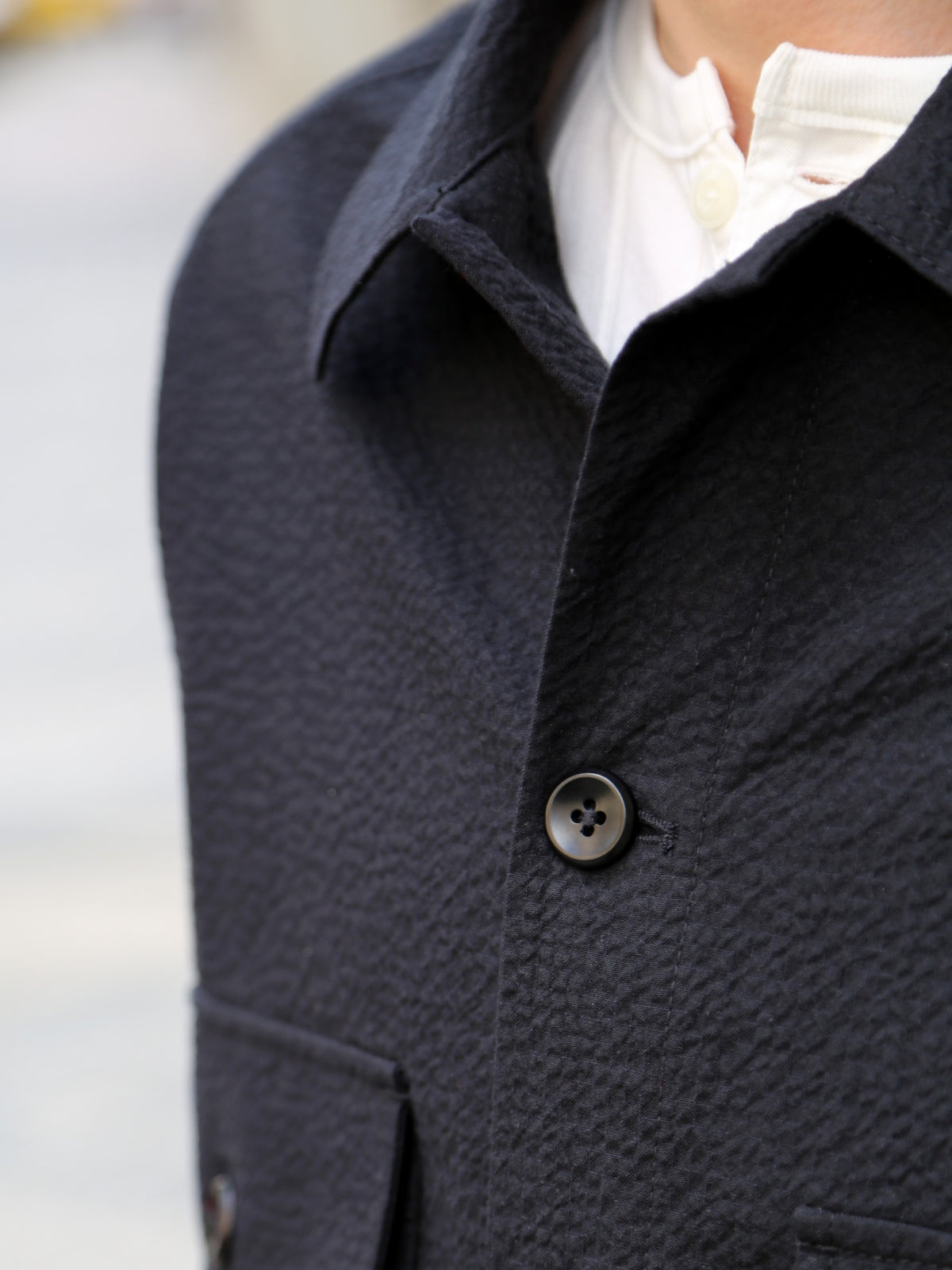 Fleurs de Bagne La Chemise Cargo “Seersucker” – Black (A-08037)
