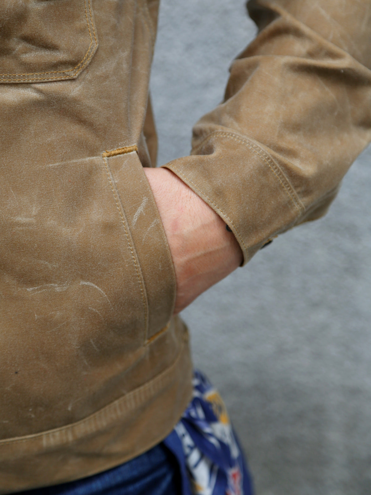 Freenote Cloth Riders Jacket – Waxed Canvas Tobacco Tumbleweed Red Interior (M0004302-TMB)
