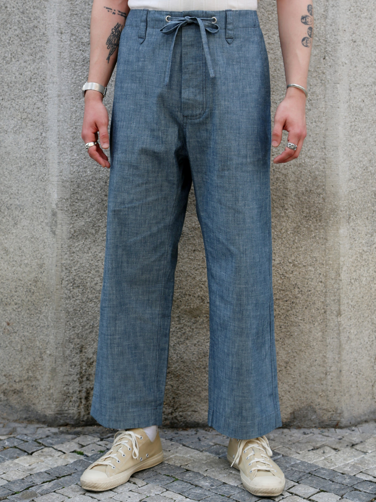 Fleurs de Bagne Le Pantalon “Le Nervi” – Chambray (A-05928)