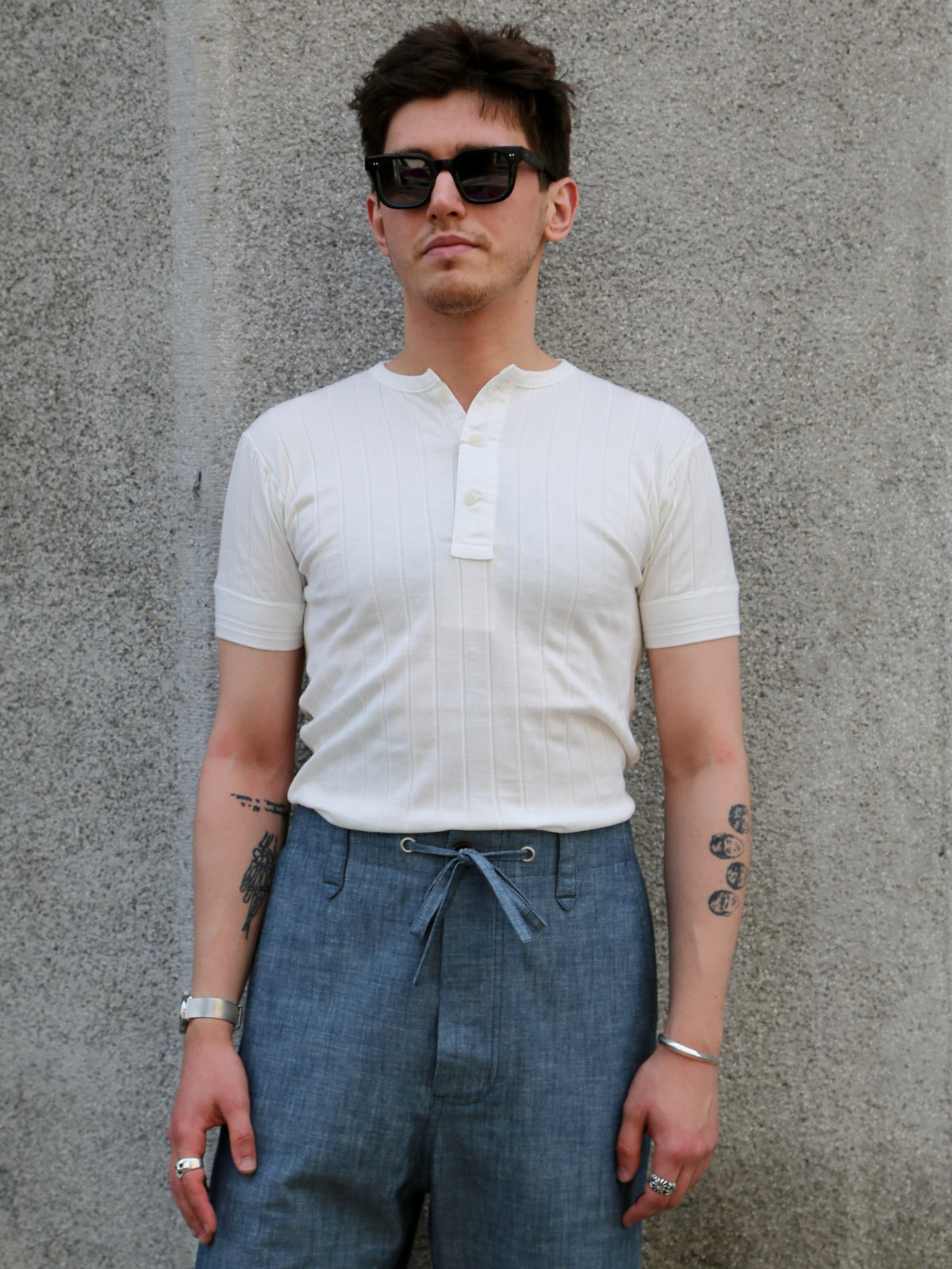 Belafonte Ragtime Rib Under Banded Tee – White (BF-19-60)