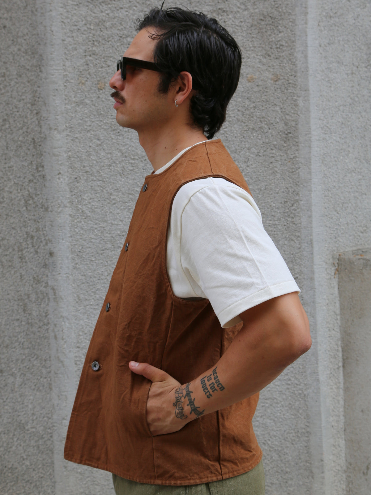 Samurai Jeans Heavy Duck Canvas Jerkin Vest – Brown (SJVT24)