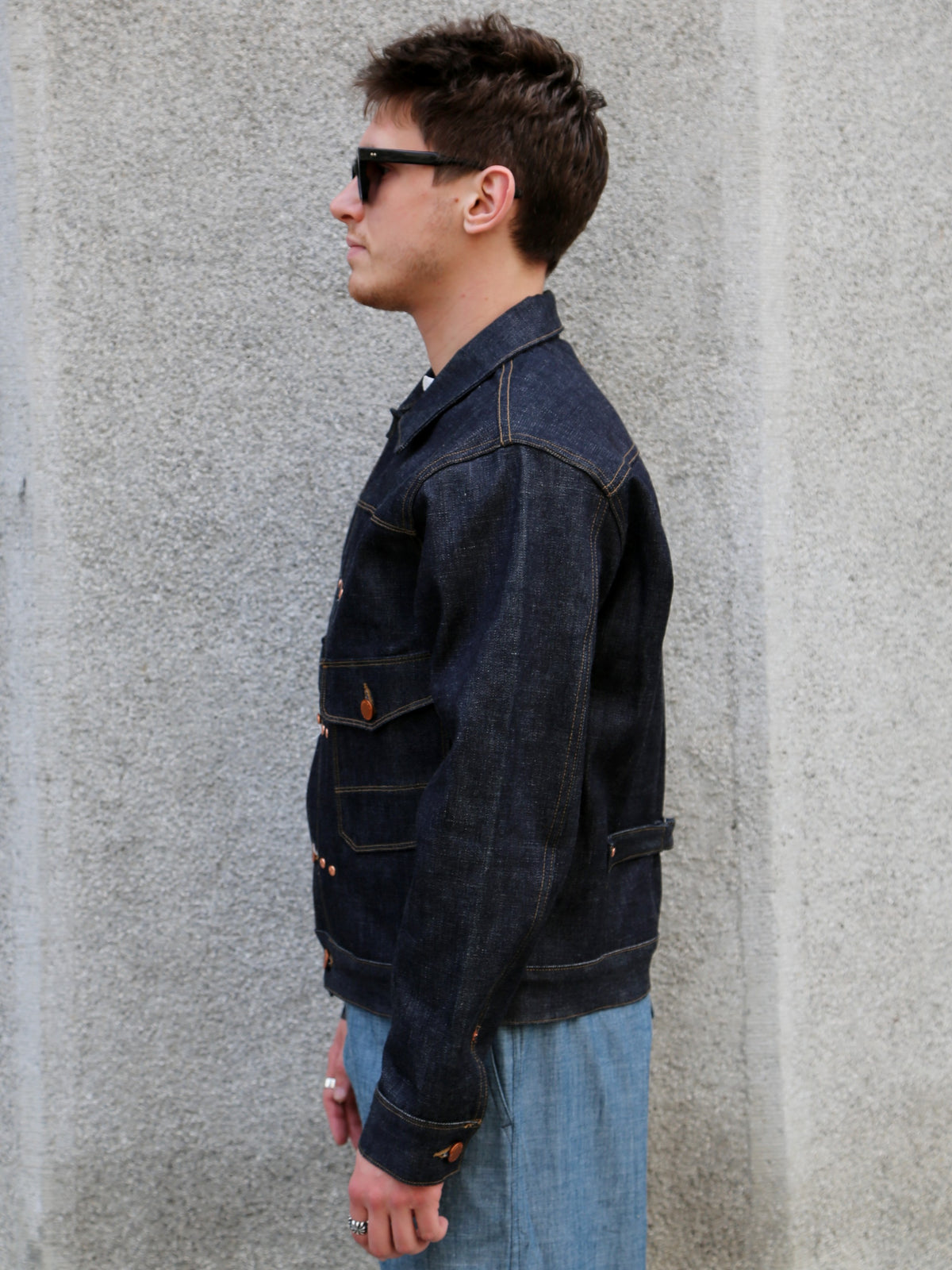 Freenote Cloth RJ-3 14oz Broken Twill Denim Jacket – Indigo (M0004350-BKN)