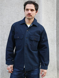 Samurai Jeans Cotton Ripstop "Kokiran" Military Shirt – Natural Indigo (SJAS24-ARW)