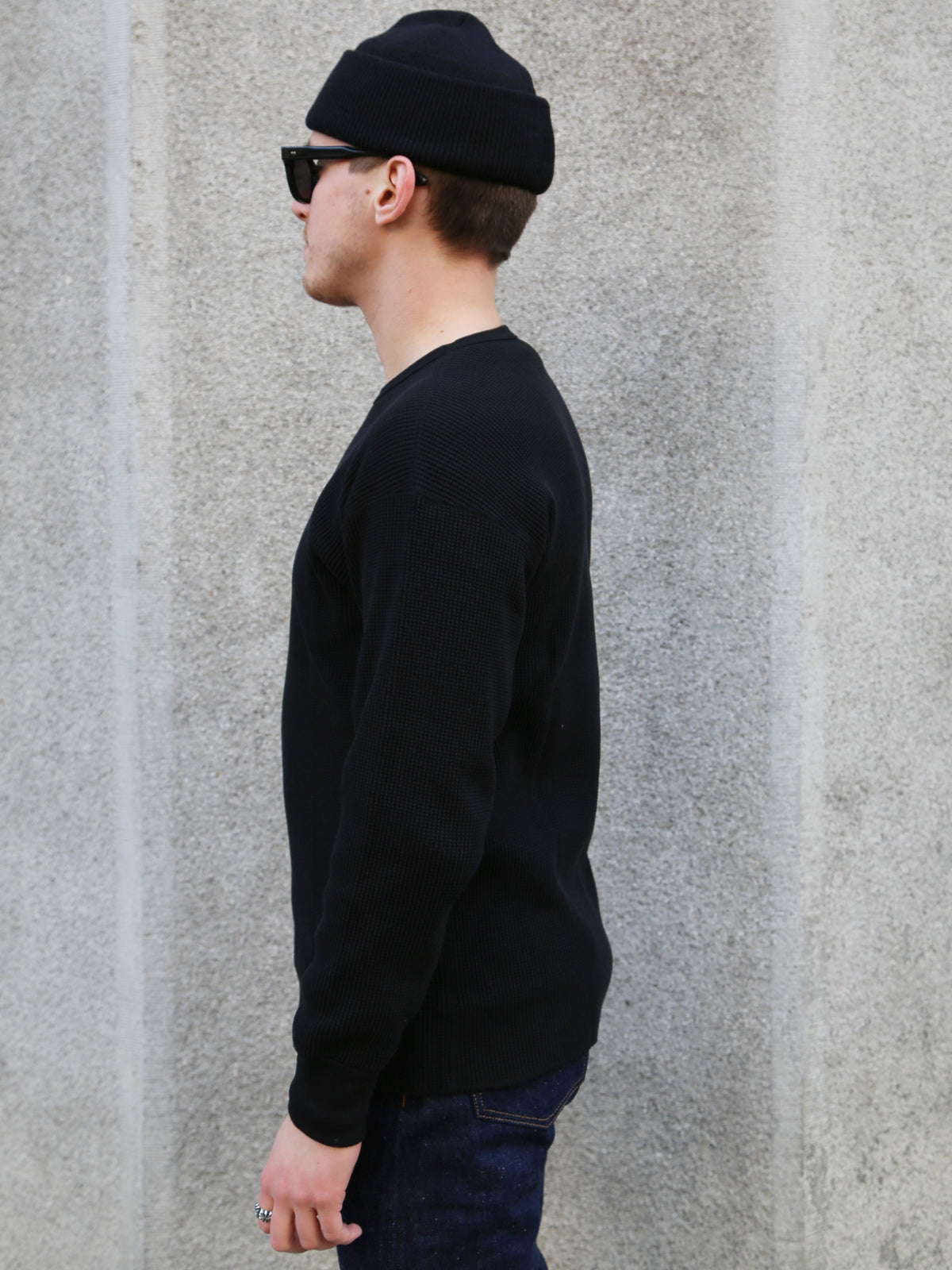 The Real McCOY's Ball Park Waffle Thermal Shirt – Black (MC25103-030)