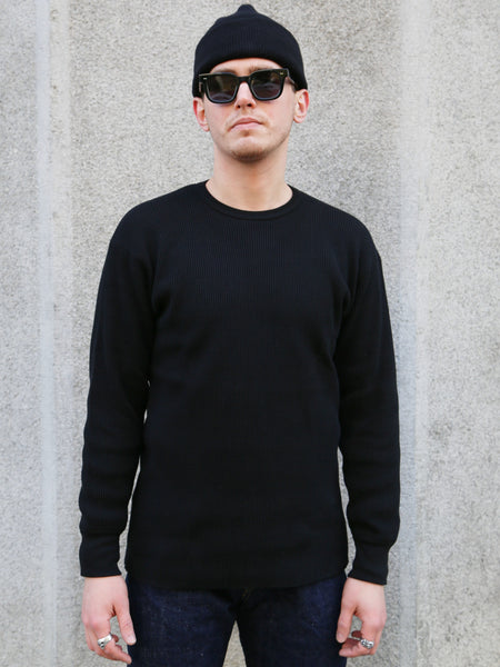 The Real McCOY's Ball Park Waffle Thermal Shirt – Black (MC25103-030)