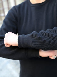 The Real McCOY's Ball Park Waffle Thermal Shirt – Black (MC25103-030)