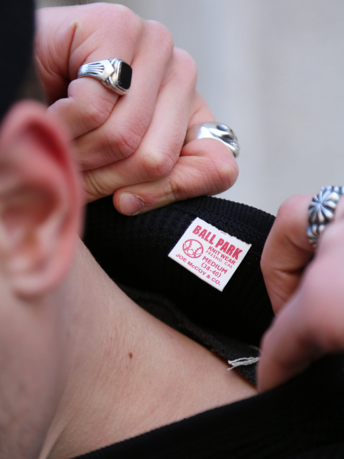 The Real McCOY's Ball Park Waffle Thermal Shirt – Black (MC25103-030)