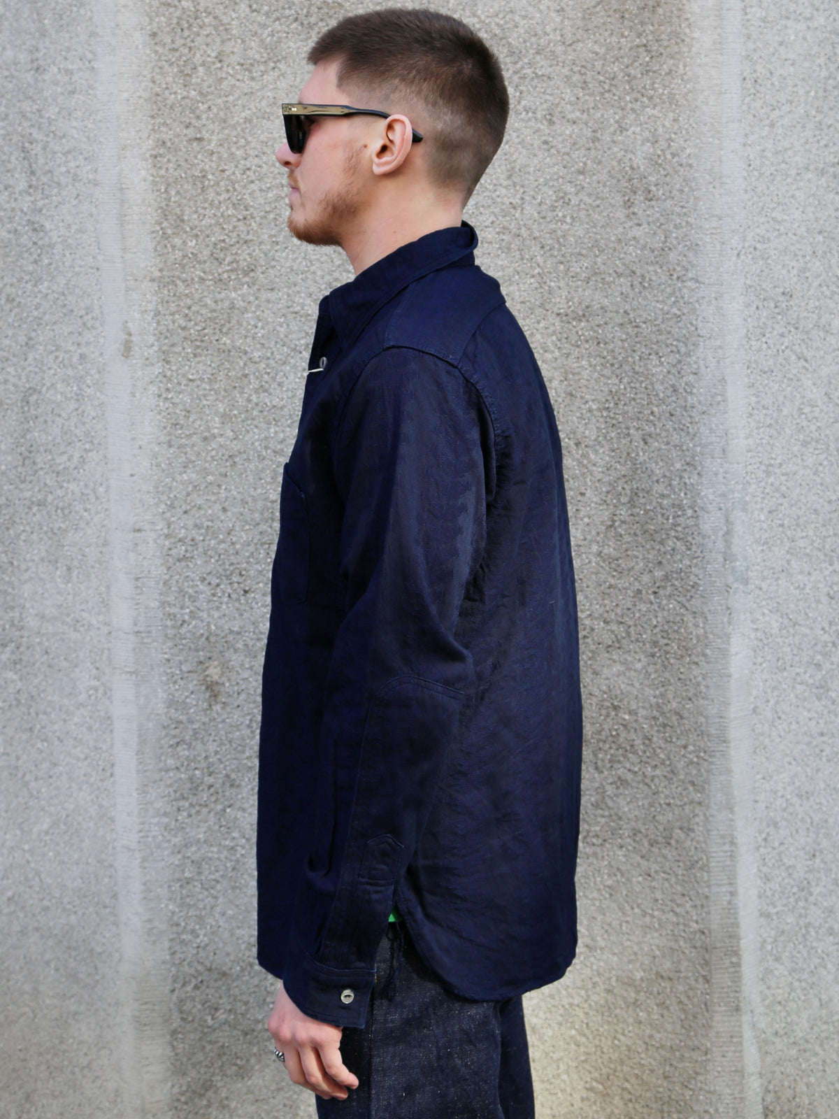 Samurai Jeans "Sengen" Jacquard Work Shirt – Indigo (SSS26-01W)