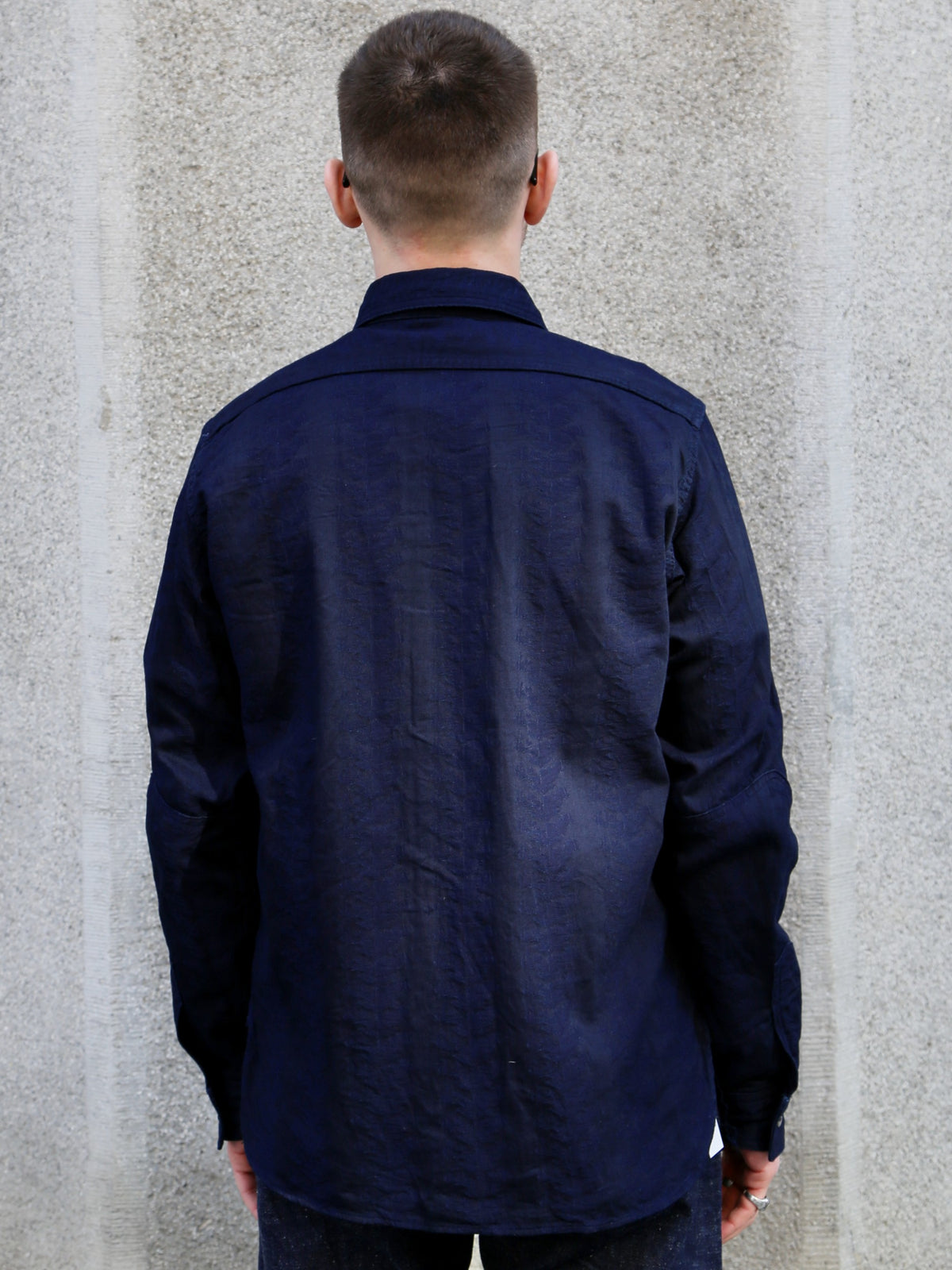 Samurai Jeans "Sengen" Jacquard Work Shirt – Indigo (SSS26-01W)