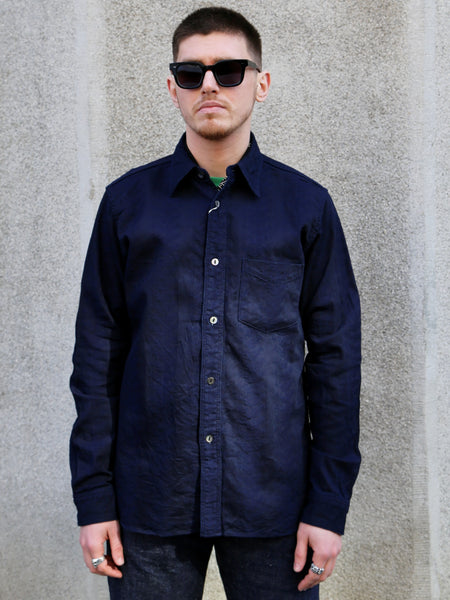 Samurai Jeans "Sengen" Jacquard Work Shirt – Indigo (SSS26-01W)
