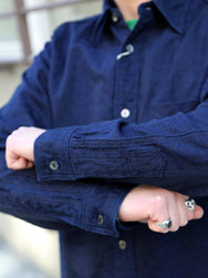 Samurai Jeans "Sengen" Jacquard Work Shirt – Indigo (SSS26-01W)