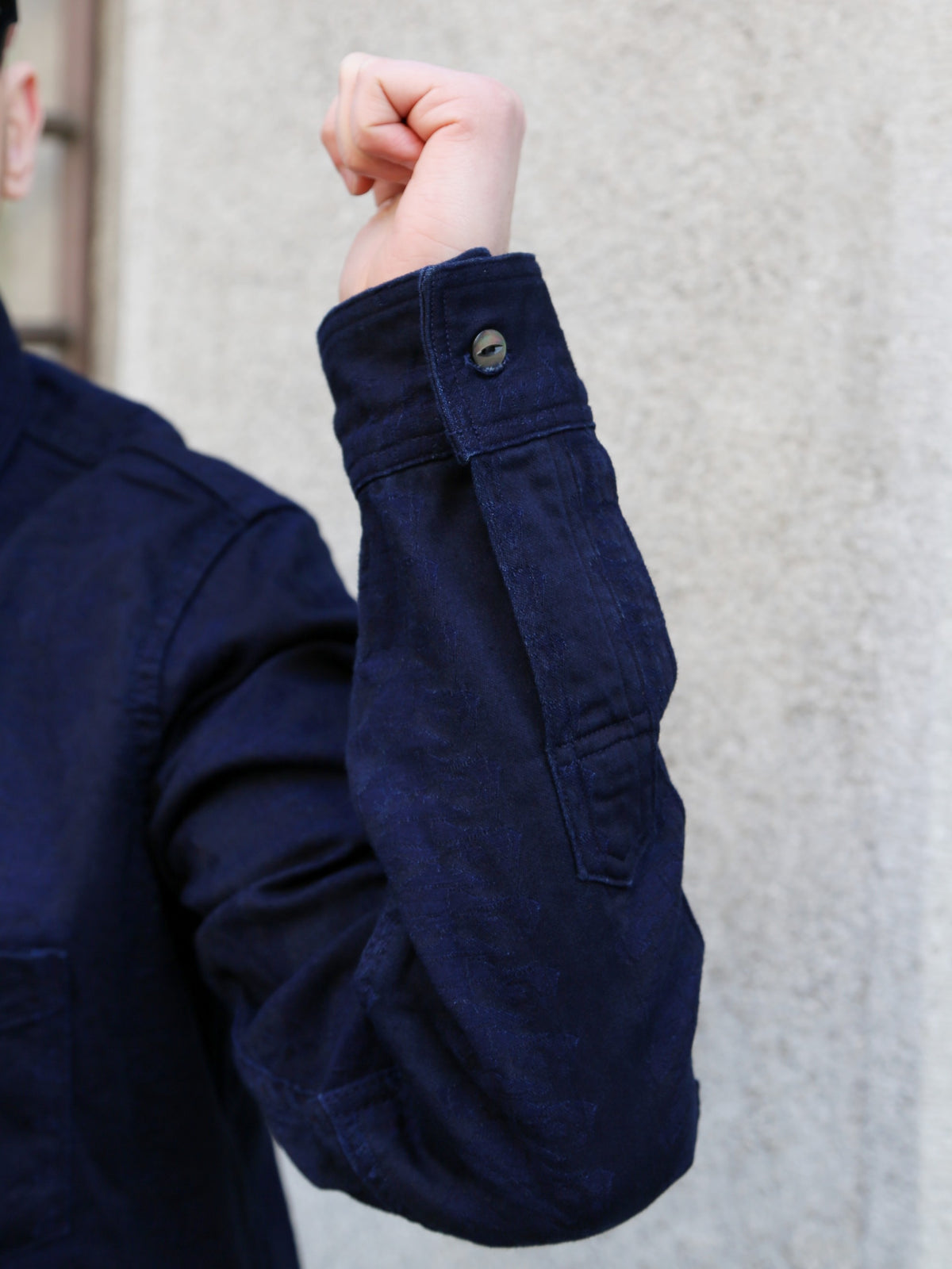 Samurai Jeans "Sengen" Jacquard Work Shirt – Indigo (SSS26-01W)