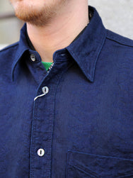 Samurai Jeans "Sengen" Jacquard Work Shirt – Indigo (SSS26-01W)