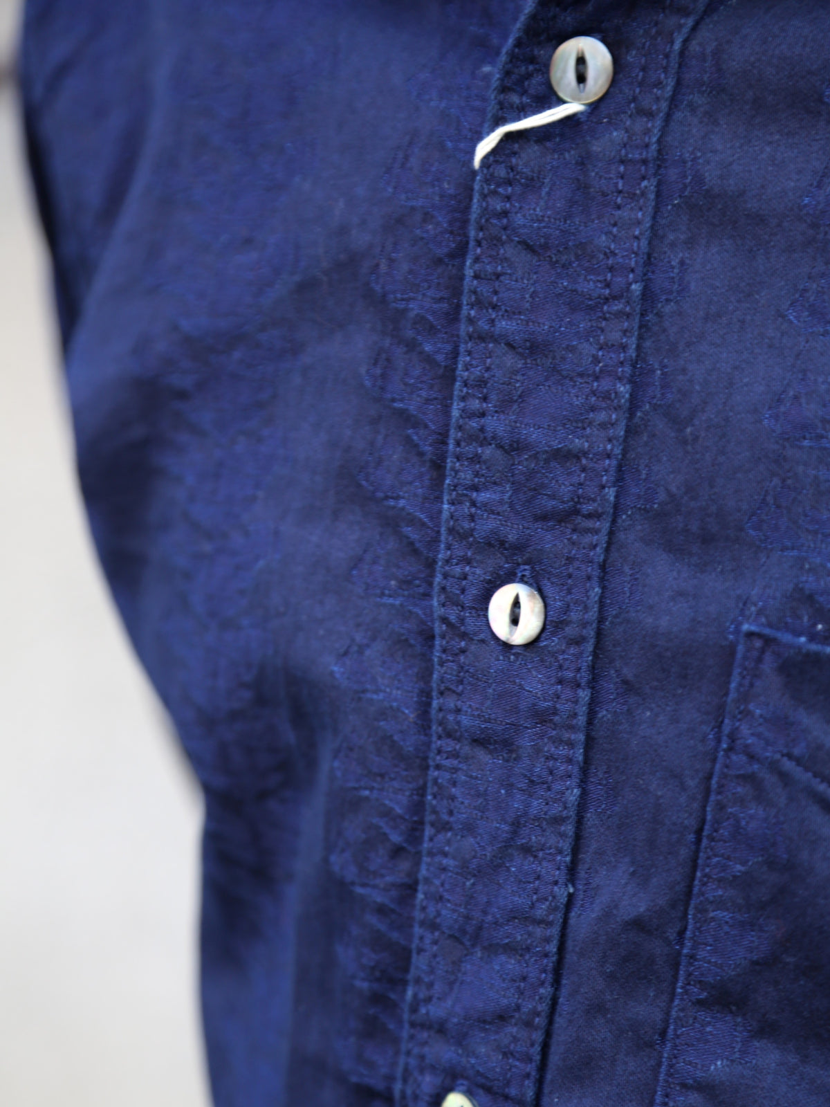 Samurai Jeans "Sengen" Jacquard Work Shirt – Indigo (SSS26-01W)