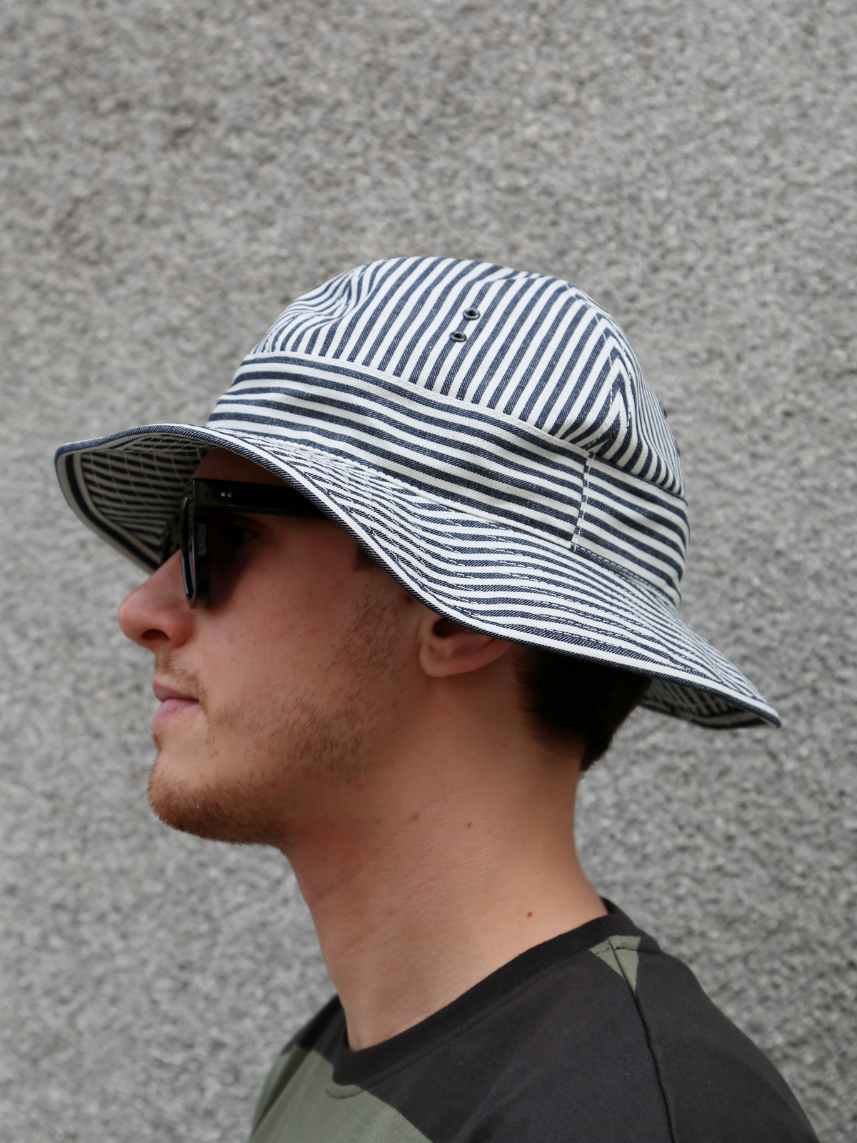 The Real McCoy's Striped Dungaree Daisy-Mae Hat – White/Navy (MA26009-314)