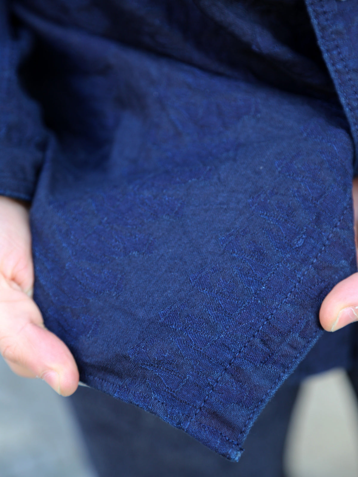 Samurai Jeans "Sengen" Jacquard Work Shirt – Indigo (SSS26-01W)
