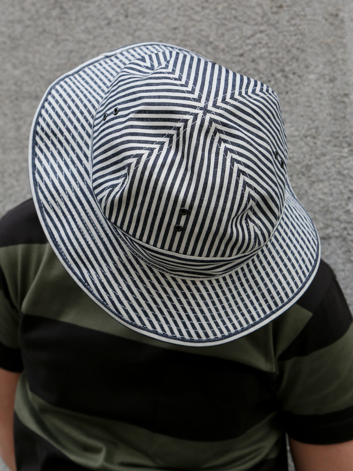 The Real McCoy's Striped Dungaree Daisy-Mae Hat – White/Navy (MA26009-314)