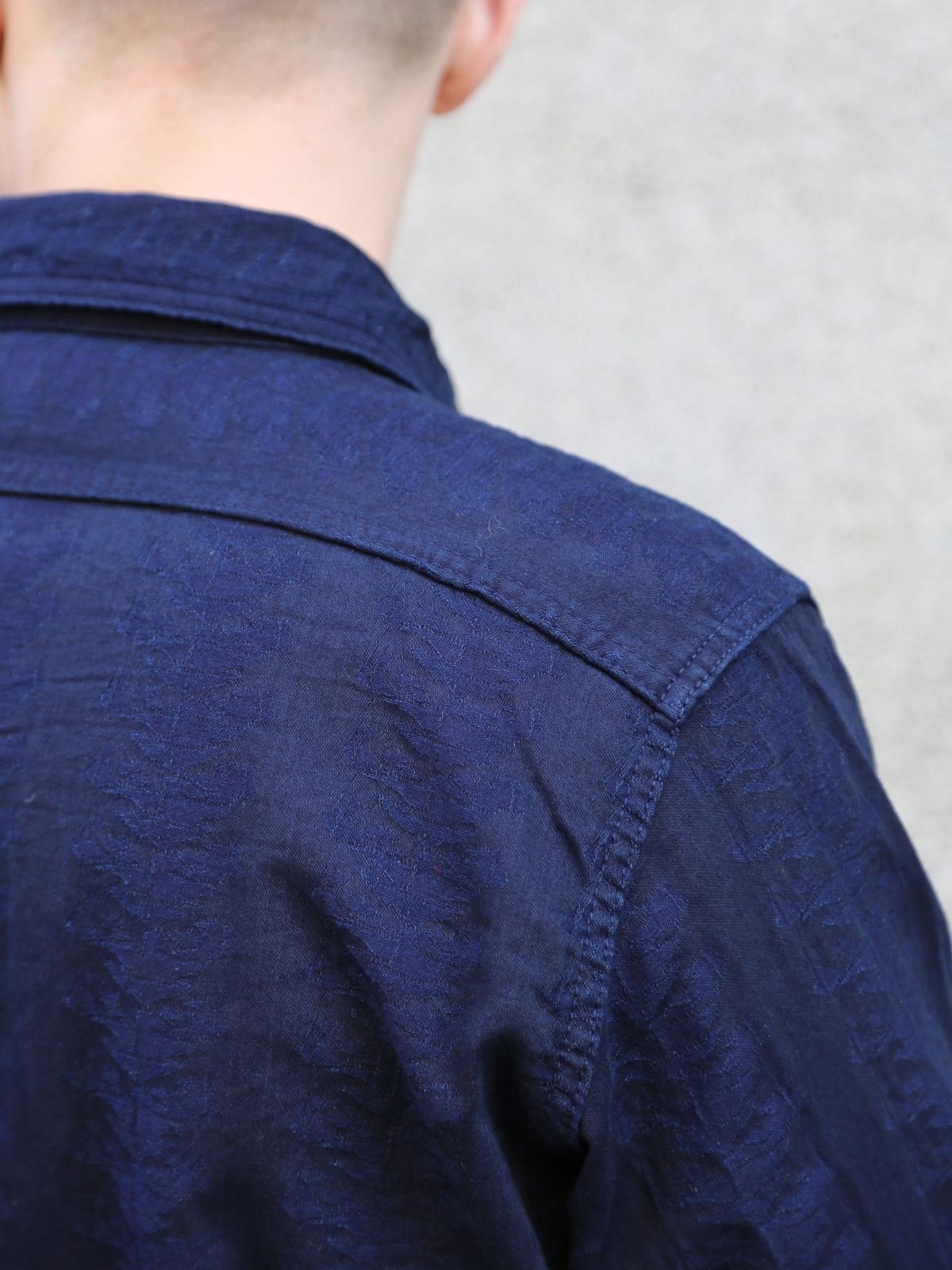Samurai Jeans "Sengen" Jacquard Work Shirt – Indigo (SSS26-01W)