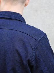 Samurai Jeans "Sengen" Jacquard Work Shirt – Indigo (SSS26-01W)