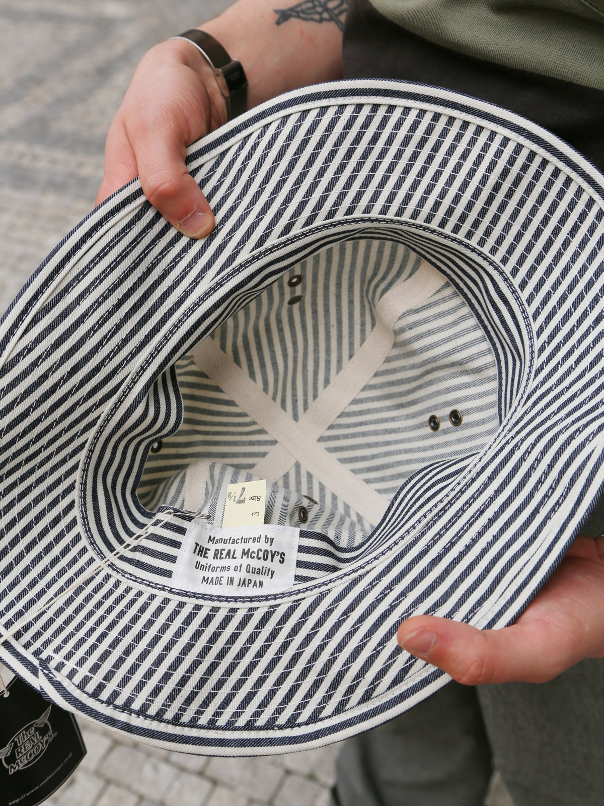 The Real McCoy's Striped Dungaree Daisy-Mae Hat – White/Navy (MA26009-314)