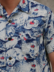 Studio d'Artisan 45th Anniversary ‘100 Pigs’ Aloha Shirt – Indigo Dyed (SP-091)