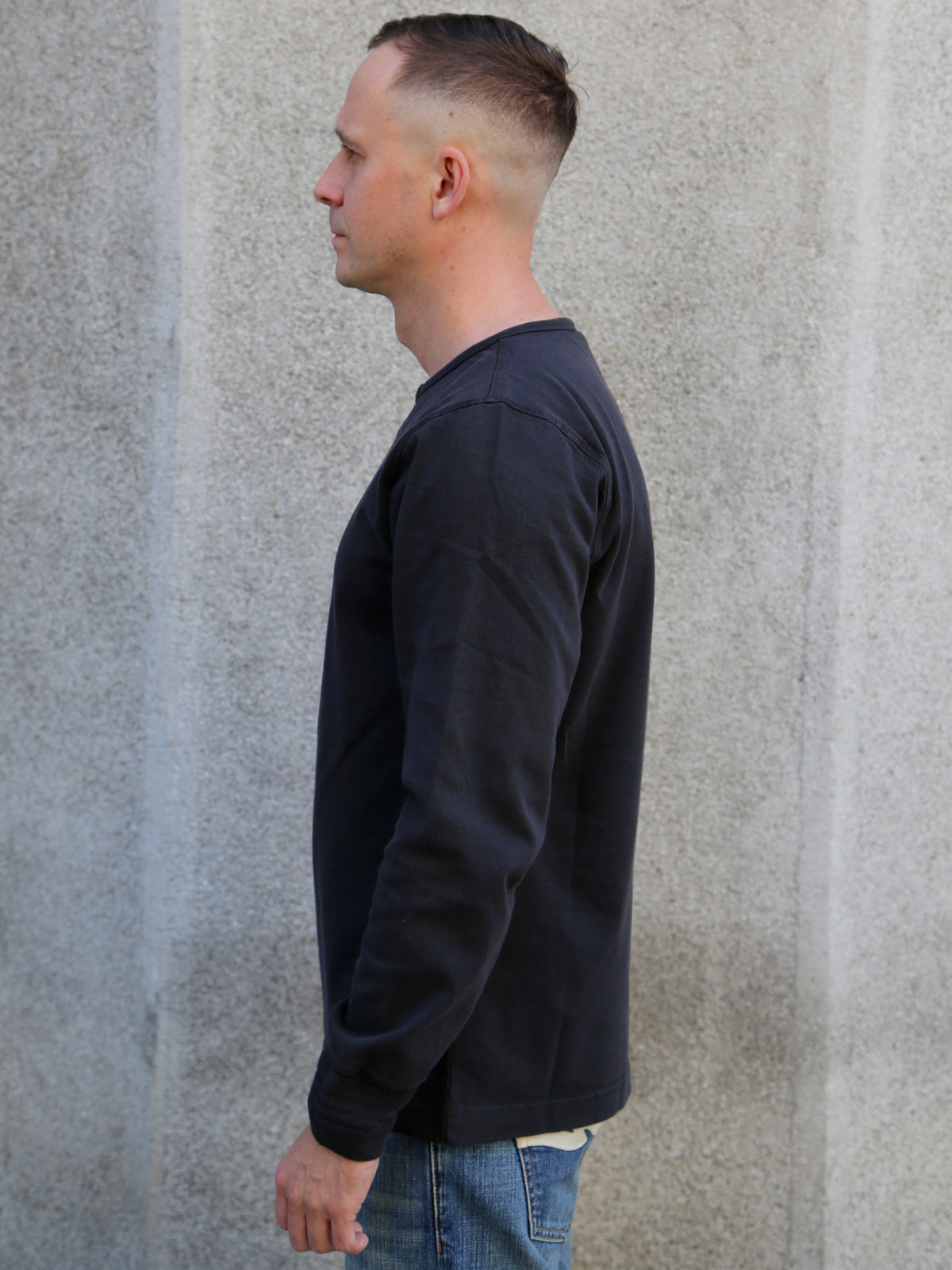 Nudie Jeans Long Sleeve Henley – Washed Antracite (131945)