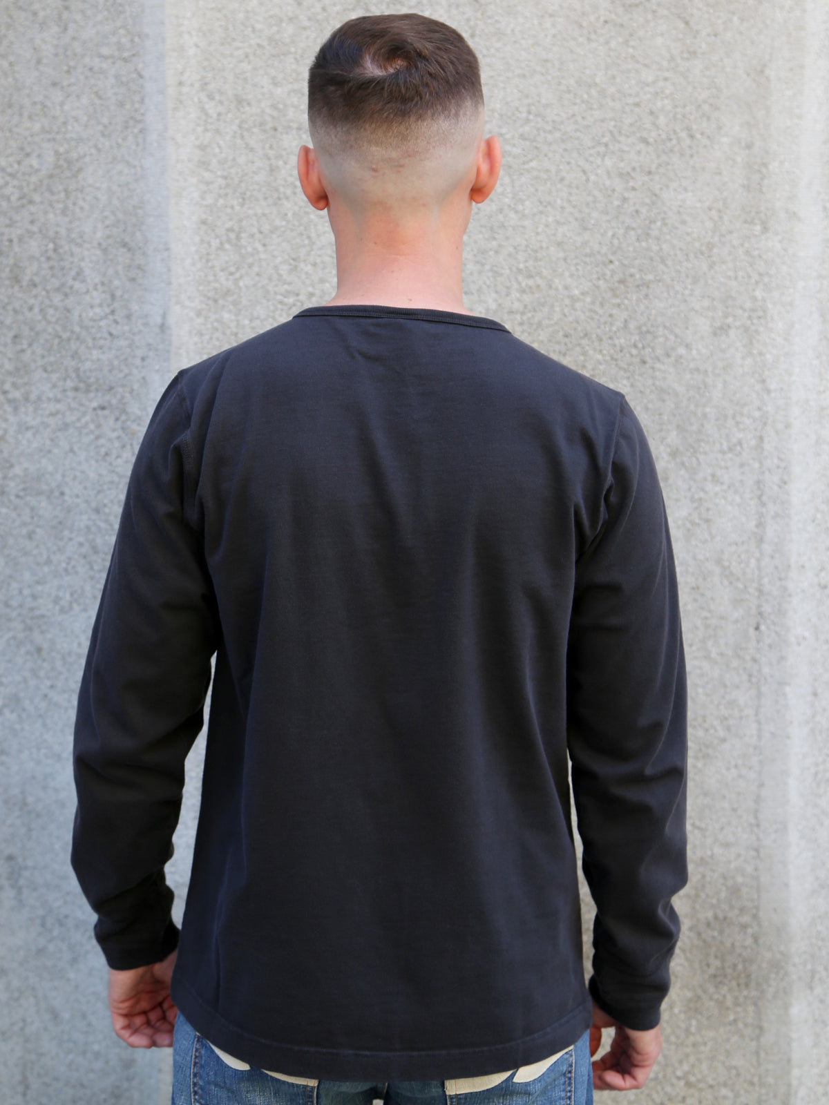 Nudie Jeans Long Sleeve Henley – Washed Antracite (131945)