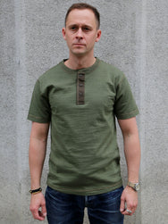 Buzz Ricksons Slub Yarn Henley Neck T-Shirt – Olive (BR79192)